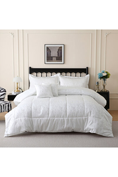 Home Box White Bliss Leaf 5-Piece King Comforter Set - 220x240 cm