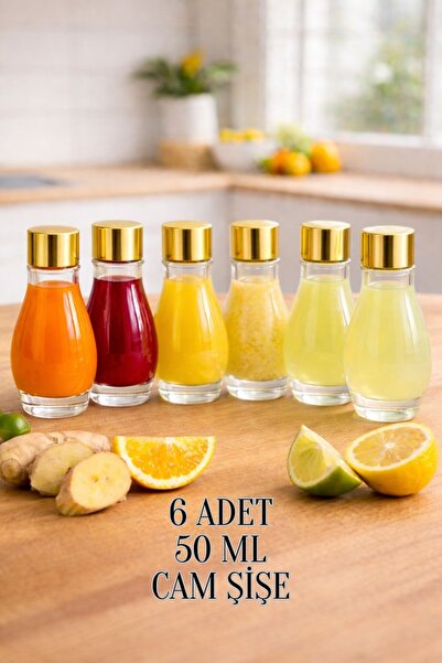 Tanemce 6 Pieces 50Cc Glass Leak-Proof Mirrored Metal Gold Cap Gift Fragrance Ornament Perfume Multi-Purpose Bottle 50ml