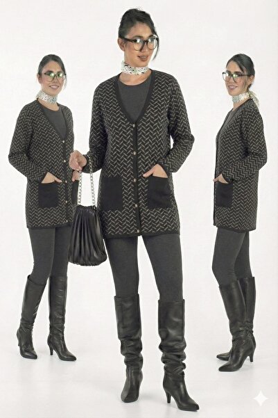 onno style women Classic Knitted Buttoned Jacket