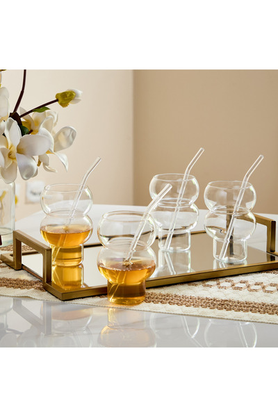 Home Box طقم أكواب زين مكون من 4 قطع من زجاج البوروسيليكات على شكل قرع - 500 مل