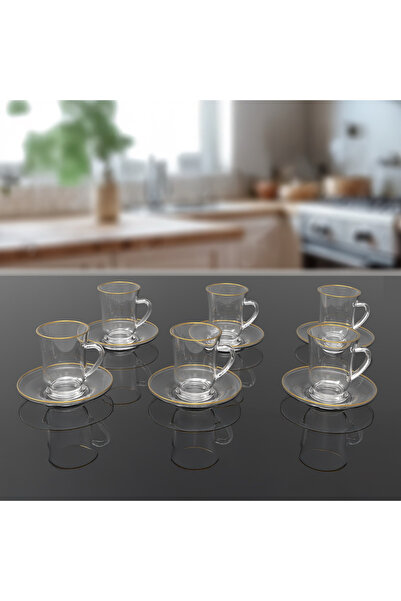 Home Box Neo 12-Piece Glass Tea Cup and Saucer Set