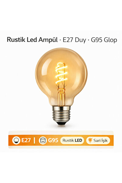 luxshome Rustik Led Ampül E27 Duy G95 Glop Model Sarı Işık Tasarruflu Dekorat...