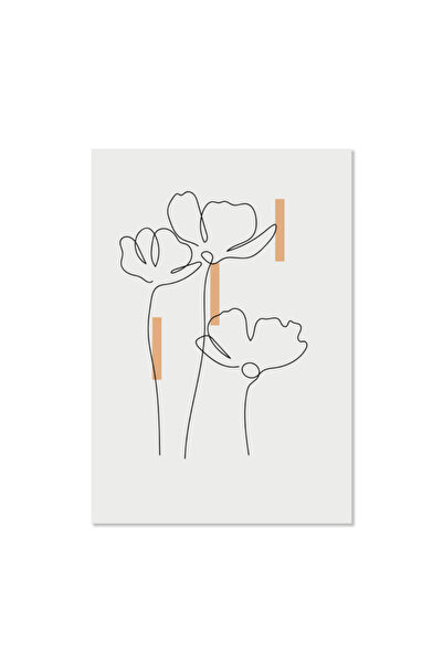 Printoot لوحة فنية تجريدية مطبوعة على قماش بتصميم زهور بسيط وخطوط بسيطة، مع لمسة من اللون الطيني، مناسبة لديكور بوهيمي محايد.