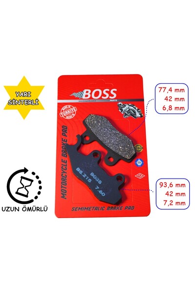 SEVGENT Rks Srk125 Voge Sr3 Arka Fren Disk Balatası Boss Bs215