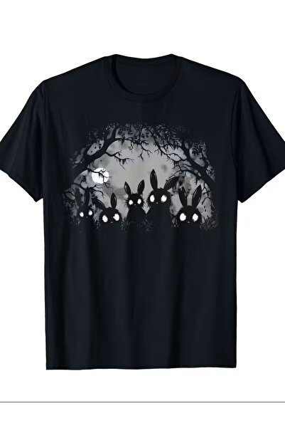 LELVANİ Μπλουζάκι με σχέδιο σκοτεινής αισθητικής, ασπρόμαυρο, με λαμπερά μάτι...