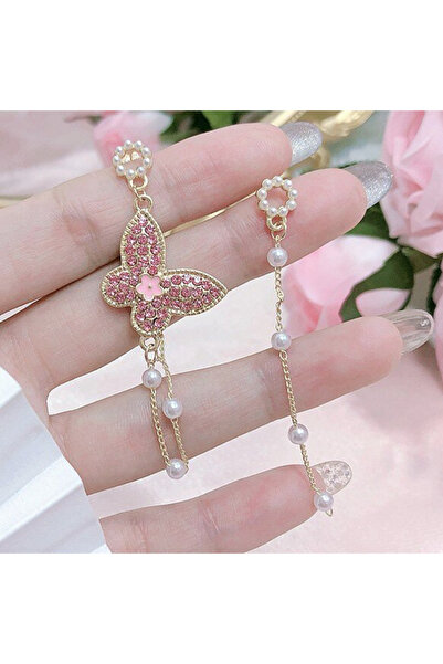 GlaMLo Accessories Pink butterfly earrings