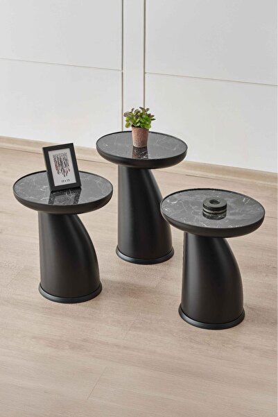 MYDECO 3' LÜ BOHEM SEHPA & MANTAR SEHPA & ZİGON SEHPA ELİPS MODEL & SİYAH - S...