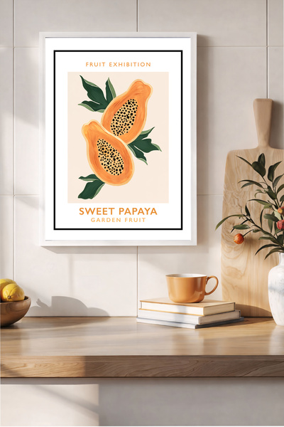 Koi Art Design Λευκό πλαίσιο, μοντέρνος γωνιακός πίνακας κουζίνας με θέμα την...