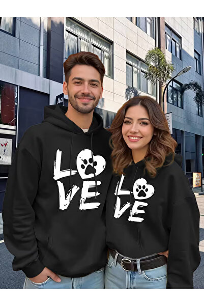 NEVERMIND Dear Couple Combination Hoodie Set of 2 – Love Pati Printed Unisex Oversized Hooded Sweatshirt, 3 Thread