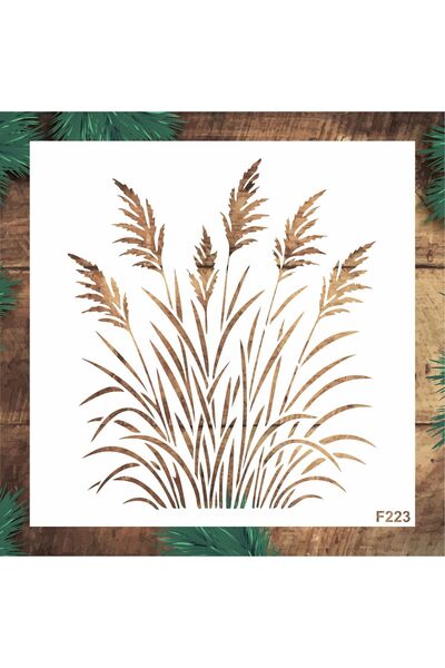 STENCİLTASARIM Stencil Tasarım F223 Saz Püskülü Duvar, Ahşap, v.b Boyama Şablonu