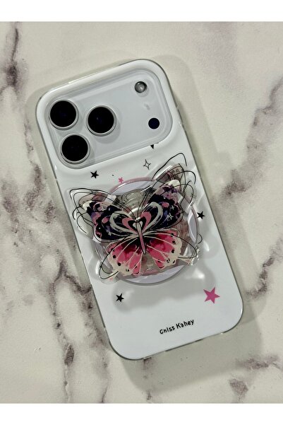 HYPERSOFT Iphone 17 Pro (6.3 inç) Uyumlu Stant Olabilen Popsocketli Desenli S...