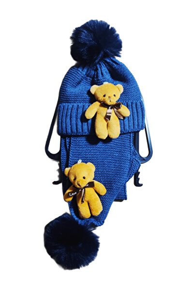 FuryaTedarik Dječji set šala i kape sa figurom medvedića - Pleteni set sa pom...