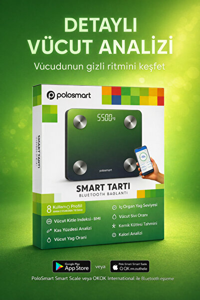 Polosmart NewAge Smart Tartı Baskül Multi Plus – Advanced Body Analyzer – 8 K...