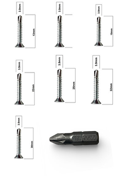 Tuna 450 Adet YHB Akıllı Vida Seti 3.9x13-16-19-22-25-32-38mm 1 Adet BİTS UÇ ...