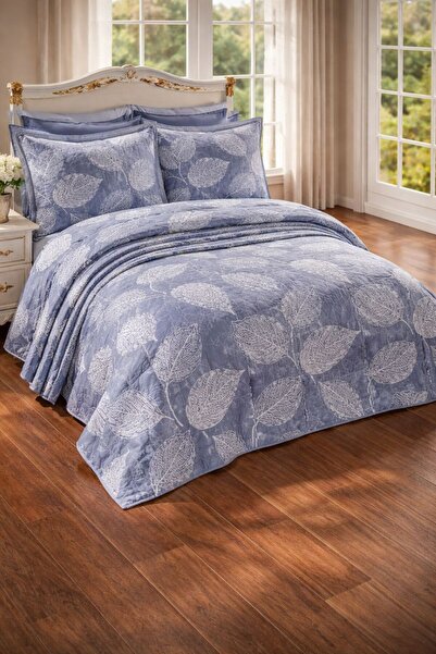 ANATOLIATEKSTILE Elegant Gray Bed Linen with Leaf Pattern – Soft and Durable Material, 6 Pieces