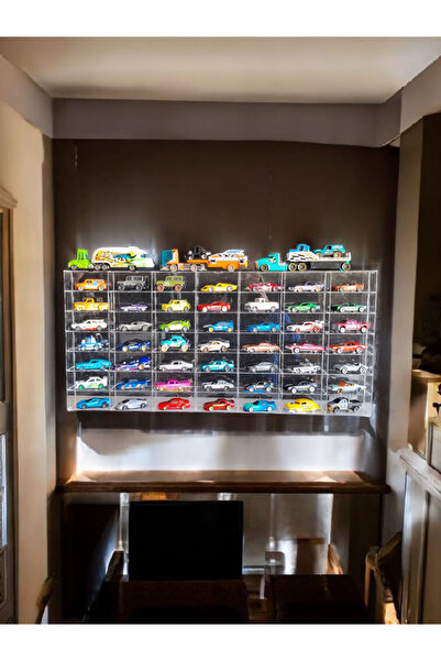 MASTERPOL 1/64 ölçekli Kapaklı şeffaf 49lu koleksiyon araba rafı araç standı ...