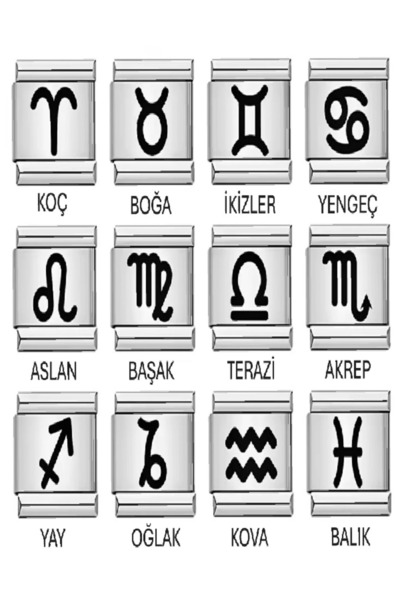 fmaccesories Burçlar İtalyan Charm Lazer Baskı 1 Adet Çelik Kararmaz Solmaz S...