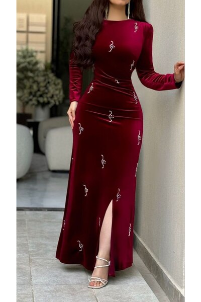 Kendallksa soft velvet evening dress