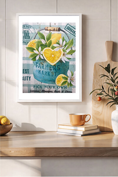 Koi Art Design Λευκό πλαίσιο, μοντέρνος γωνιακός πίνακας κουζίνας με θέμα την...