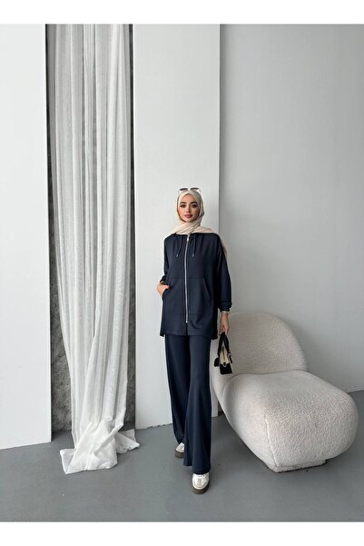 Moon Design Fermuarlı tesettür alt üst eşofman takımı