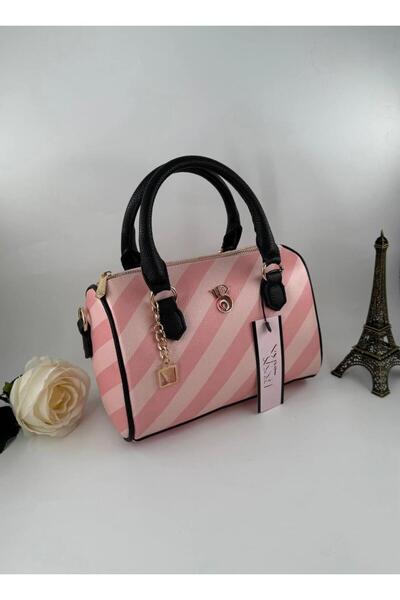 gül sezgin butik ЖІНОЧА РОЖЕВА ЧОРНА СУМКА З МЕТАЛЕВИМИ АКСЕСУАРАМИ, ПИЛОВИМ ...