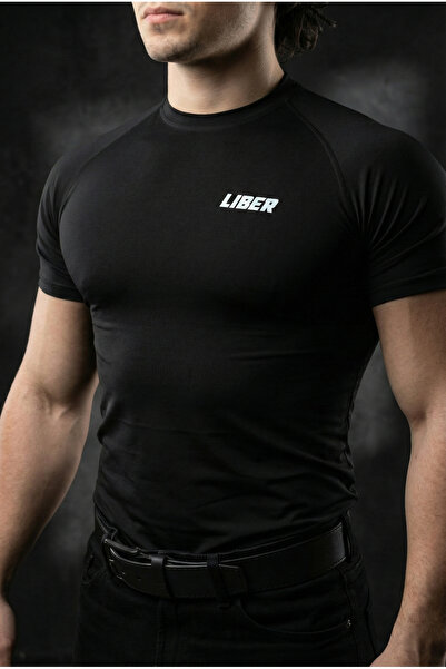 Liber Premium Compression T-Shirt - Athlete's T-Shirt - Gym & Fitness Muscle Fit Body-Hugging