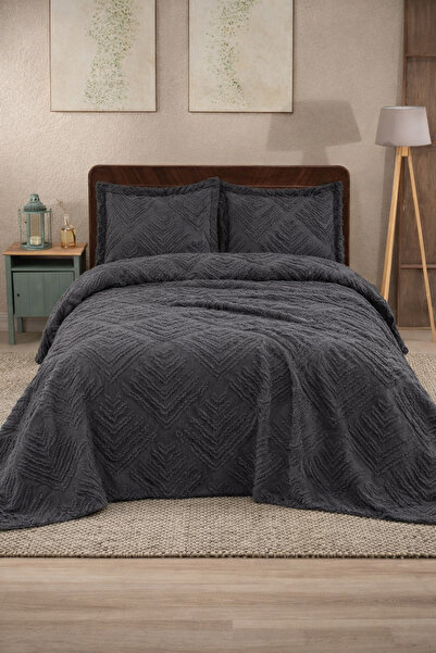 DANTEELHOME Valencia 3 Piece Double Bedspread Anthracite