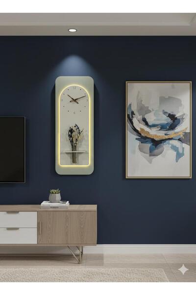 SERENGETI ART AÇELYA AHŞAP PİLLİ LEDLİ İSKANDİNAV TARZI SALON DUVAR RAFI MODE...