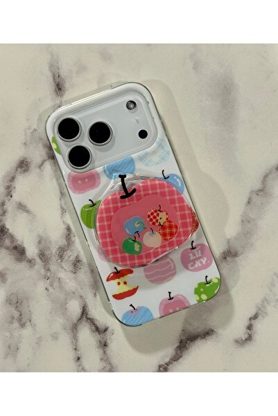 HYPERSOFT Iphone 17 Pro (6.3 inç) Uyumlu Stant Olabilen Popsocketli Desenli S...