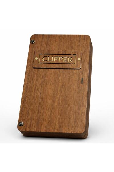 Clipper Metal Çakmak Seti - Ahşap Kutulu, Gaz ve Anahtarlık Hediyeli-İridyum