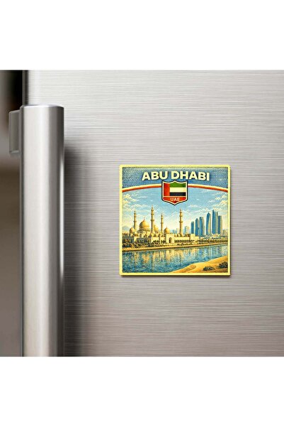 iBerk Retro Birleşik Arap Emirlikleri Abu Dabi Şehri Temalı Vintage Baskılı B...