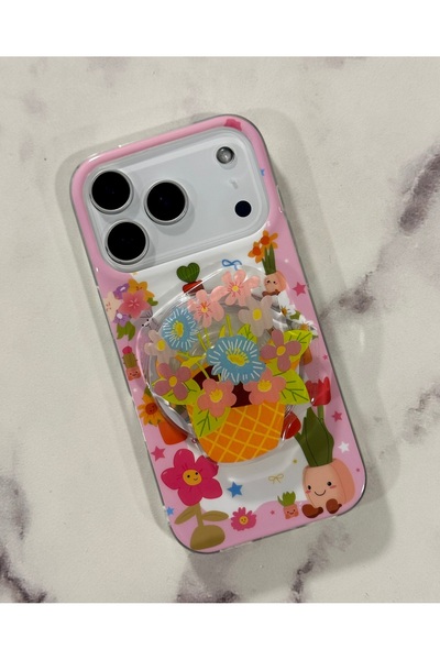 HYPERSOFT Iphone 17 (6.3 inç) Uyumlu Stant Olabilen Popsocketli Desenli Slım ...