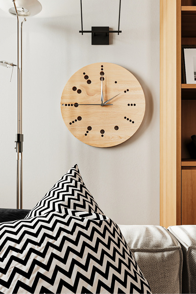 Wooden Studio Modern Ahşap Duvar Saati, Ofis Saati, Salon Duvar Saati, Ev Duv...