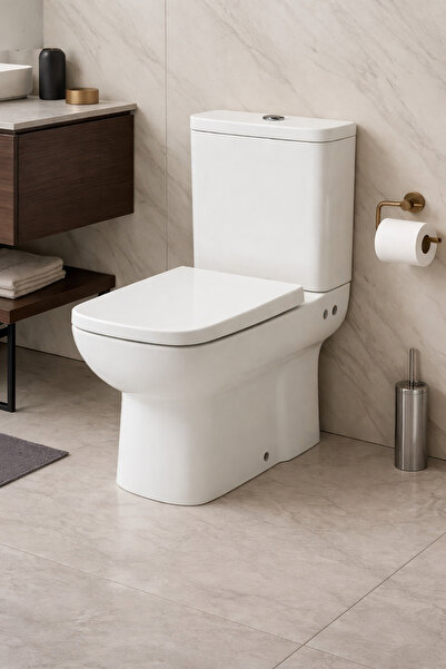 KÜÇÜKLER HOME Duvara Bitişik Modern Klozet –Kapanır Kapak Dahil – Tam Takım