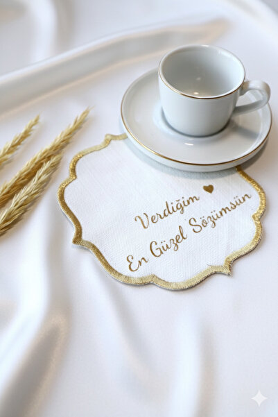 hemdemhediyelik Isminize Özel Gold Baskılı Söz Ve Nişanlarınız Için Kumaş Dam...