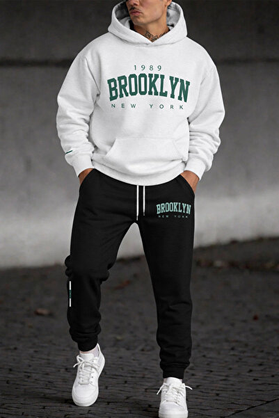 PAVRO Tracksuit Set Sweatshirt Jogger - Oversized Fleece-Lined Mixed Brokllyn Color Hooded