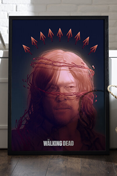 Duvarda The Walking Dead Daryl Dixon crni poster sa drvenim okvirom, zidna um...