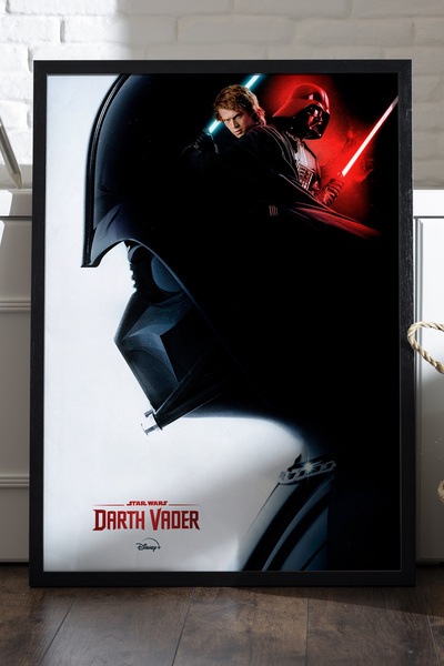 Duvarda Poster Star Wars Darth Wader cu ramă din lemn negru, pictură murală d...
