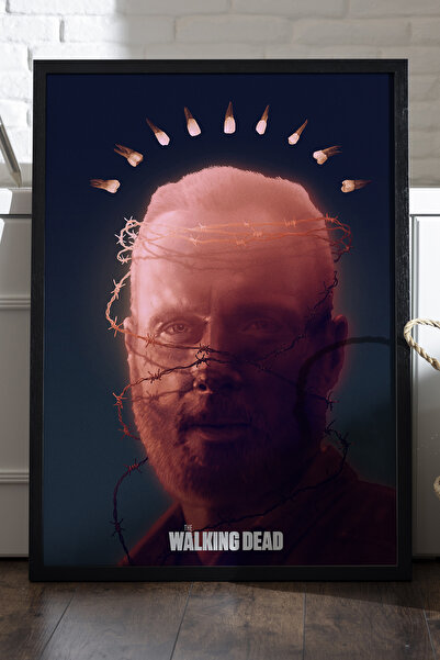 Duvarda The Walking Dead Rick Grimes crni poster u drvenom okviru, zidna umet...