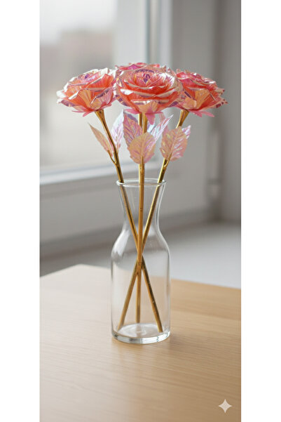 yapay çiçek evi 5 adet pembe sonsuzluk gülleri sevgililer günü konsept hediyelik