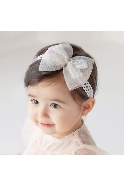 Generic طوق رأس إكسيفور مزين بفيونكة للفتيات الصغيرات - ربطات شعر ناعمة مزينة بالزهور، مثالية لـ