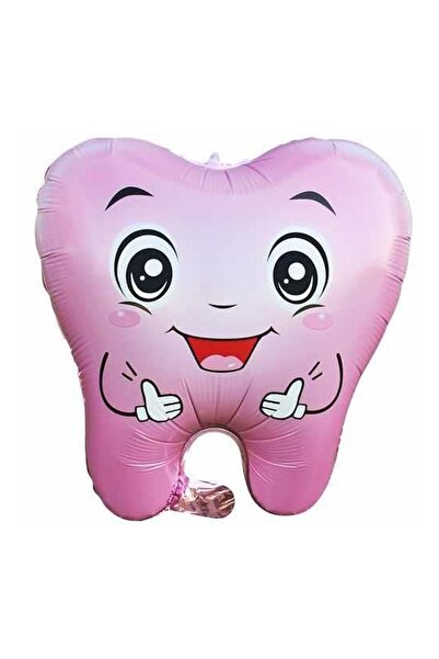 Patladı Gitti Kız Bebek Diş Şeklinde Pembe Renk Folyo İlk Dişim Diş Buğdayı P...