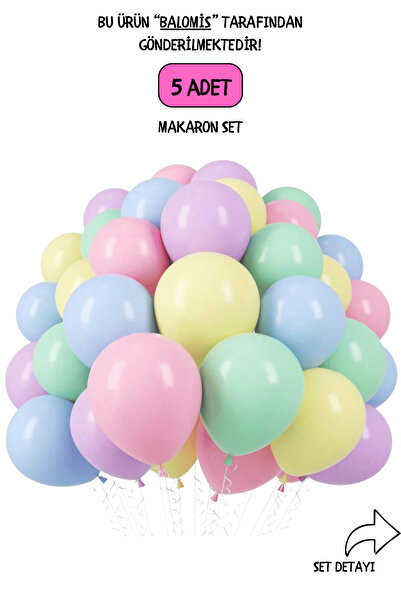 BALOMİS Pastel Tonlu Makaron Balon Seti 11 İnç Renkli Parti Dekoru