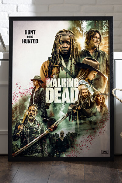 Duvarda The Walking Dead Siyah Ahşap Çerçeveli Poster, Dizi Duvar Tablosu