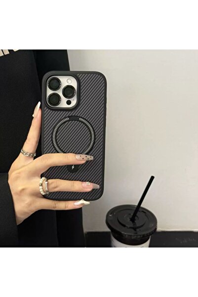 HYPERSOFT غطاء حماية فاخر لهاتف آيفون 13 (6.1 بوصة) متوافق مع حامل كربوني مفص...