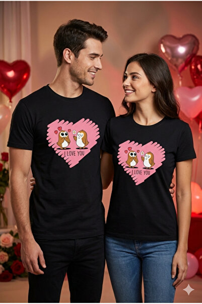 lepiska Dear Combination (or Dear Combination) |   I Love You Owl Printed |   Couple T-Shirts |   Valentine's Day Gift |   100% Cotton