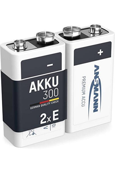 ANSMANN 9V NiMH Rechargeable Batteries 300mAh - 2 Pack