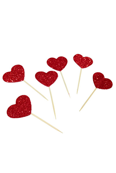 MİRAY FLOWERS HEDİYELİK Eva simli kırmızı 6 adet Kalp kürdan Sevgililer günü ...