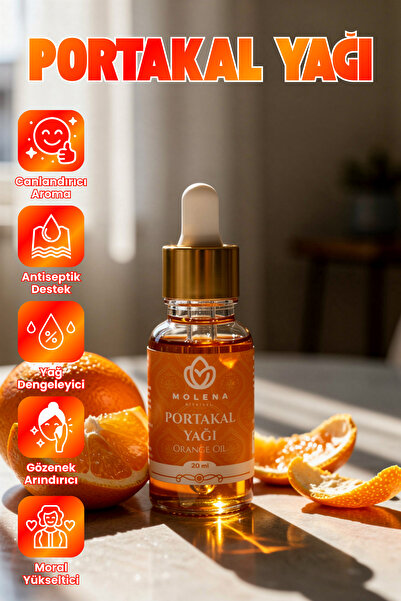 MOLENA BİTKİSEL Premium Portakal Yağı 20 ml – Canlandırıcı Aroma, Doğal Oda K...