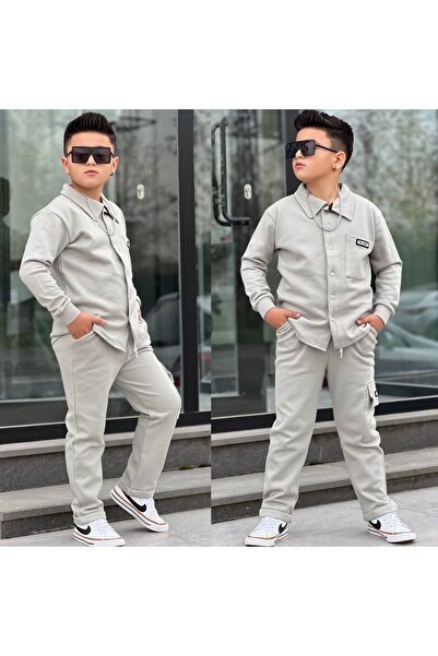 Bisahane طقم قماش بيكيه دابيل فاس للصبيان من الليكرا الكاملة مكون من قطعتين